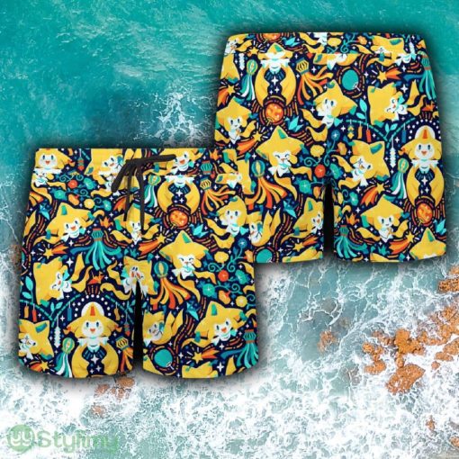 Jirachi PoKeMon Palm Brand New AOP Hawaiian Shirt And Short Combo For Men And Women - Jirachi PoKeMon Hawaiian Shirt_5
