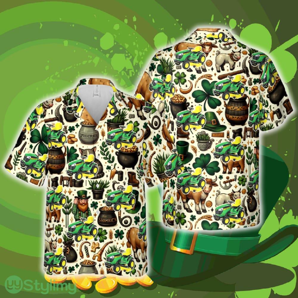 John Deere E180 Lawn Tractor St Patrick's Day Hawaiian Shirt Summer Gift Ideas Beach Men Women 2 john deere e180 lawn tractor st patricks day hawaiian shirt summer gift ideas beach men women