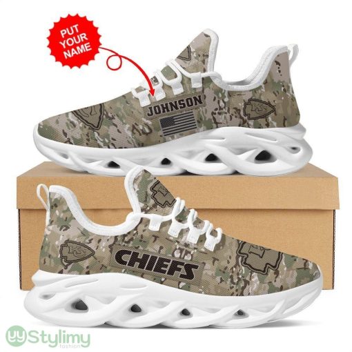 Kansas City Chiefs Logo Custom Name Camouflage Pattern 3D Max Soul Sneaker Shoes