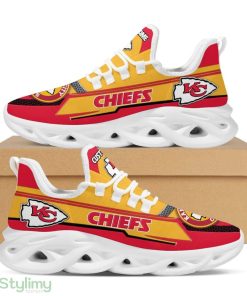 Kansas City Chiefs Logo Line Pattern Custom Name 3D Max Soul Sneaker Shoes In Red Yellow - Kansas City Chiefs Logo Line Pattern Custom Name 3D Max Soul Sneaker Shoes In Red Yellow_1