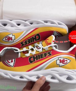 Kansas City Chiefs Logo Pattern Custom Name 3D Max Soul Sneaker Shoes In Yellow And Red - Kansas City Chiefs Logo Pattern Custom Name 3D Max Soul Sneaker Shoes In Yellow And Red_1
