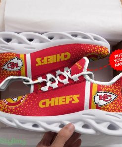 Kansas City Chiefs Logo Triangle Pattern Custom Name 3D Max Soul Sneaker Shoes - Kansas City Chiefs Logo Triangle Pattern Custom Name 3D Max Soul Sneaker Shoes_1