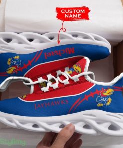 Kansas Jayhawks Logo Bird Pattern Custom Name 3D Max Soul Sneaker Shoes In Red Blue - Kansas Jayhawks Logo Bird Pattern Custom Name 3D Max Soul Sneaker Shoes In Red Blue_4