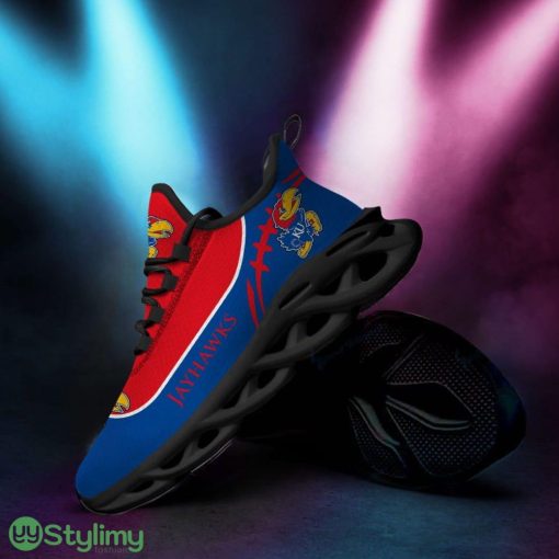 Kansas Jayhawks Logo Bird Pattern Custom Name 3D Max Soul Sneaker Shoes In Red Blue