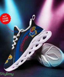 Kansas Jayhawks Logo Curve Line Pattern Custom Name 3D Max Soul Sneaker Shoes - Kansas Jayhawks Logo Curve Line Pattern Custom Name 3D Max Soul Sneaker Shoes_1