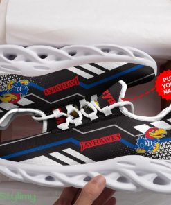 Kansas Jayhawks Logo Custom Name In Black 3D Max Soul Sneaker Shoes - Kansas Jayhawks Logo Custom Name In Black 3D Max Soul Sneaker Shoes_2