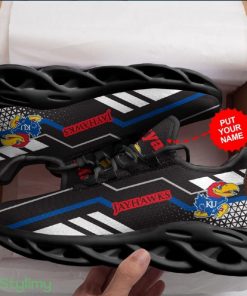 Kansas Jayhawks Logo Custom Name In Black 3D Max Soul Sneaker Shoes - Kansas Jayhawks Logo Custom Name In Black 3D Max Soul Sneaker Shoes_3