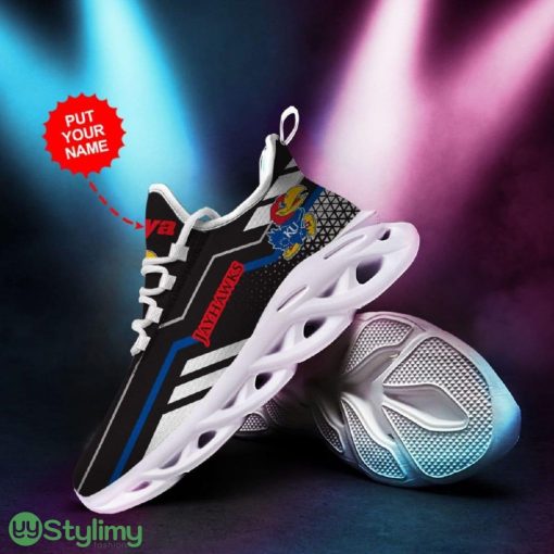 Kansas Jayhawks Logo Custom Name In Black 3D Max Soul Sneaker Shoes