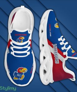 Kansas Jayhawks Logo Custom Name Pattern In Blue And Red 3D Max Soul Sneaker Shoes - Kansas Jayhawks Logo Custom Name Pattern In Blue And Red 3D Max Soul Sneaker Shoes_3