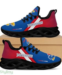 Kansas Jayhawks Logo Custom Name Pattern In Blue And Red 3D Max Soul Sneaker Shoes - Kansas Jayhawks Logo Custom Name Pattern In Blue And Red 3D Max Soul Sneaker Shoes_4