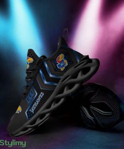 Kansas Jayhawks Logo Geometric Pattern Custom Name 3D Max Soul Sneaker Shoes - Kansas Jayhawks Logo Geometric Pattern Custom Name 3D Max Soul Sneaker Shoes_1