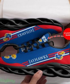 Kansas Jayhawks Logo In Blue And Red Custom Name 3D Max Soul Sneaker Shoes - Kansas Jayhawks Logo In Blue And Red Custom Name 3D Max Soul Sneaker Shoes_3