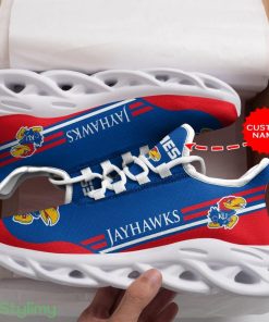 Kansas Jayhawks Logo In Blue And Red Custom Name 3D Max Soul Sneaker Shoes - Kansas Jayhawks Logo In Blue And Red Custom Name 3D Max Soul Sneaker Shoes_1