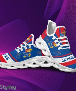 Kansas Jayhawks Logo In Red And Blue Custom Name 3D Max Soul Sneaker Shoes - Kansas Jayhawks Logo In Red And Blue Custom Name 3D Max Soul Sneaker Shoes_2