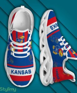 Kansas Jayhawks Logo In Red And Blue Custom Name 3D Max Soul Sneaker Shoes - Kansas Jayhawks Logo In Red And Blue Custom Name 3D Max Soul Sneaker Shoes_3