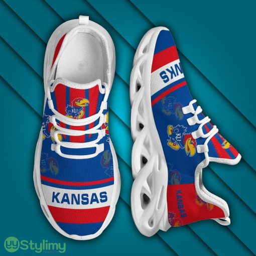 Kansas Jayhawks Logo In Red And Blue Custom Name 3D Max Soul Sneaker Shoes