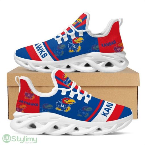 Kansas Jayhawks Logo In Red And Blue Custom Name 3D Max Soul Sneaker Shoes