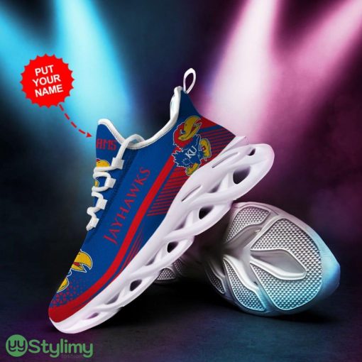 Kansas Jayhawks Logo Pattern Custom Name 3D Max Soul Sneaker Shoes