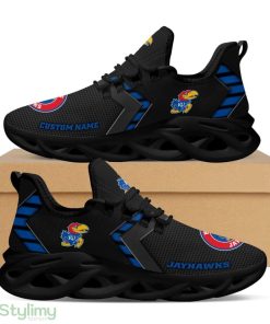 Kansas Jayhawks Logo Pattern Custom Name 3D Max Soul Sneaker Shoes In Black - Kansas Jayhawks Logo Pattern Custom Name 3D Max Soul Sneaker Shoes In Black_2