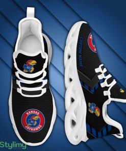 Kansas Jayhawks Logo Pattern Custom Name 3D Max Soul Sneaker Shoes In Black - Kansas Jayhawks Logo Pattern Custom Name 3D Max Soul Sneaker Shoes In Black_3