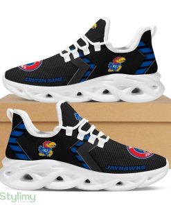 Kansas Jayhawks Logo Pattern Custom Name 3D Max Soul Sneaker Shoes In Black - Kansas Jayhawks Logo Pattern Custom Name 3D Max Soul Sneaker Shoes In Black_1