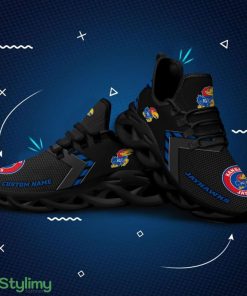 Kansas Jayhawks Logo Pattern Custom Name 3D Max Soul Sneaker Shoes In Black - Kansas Jayhawks Logo Pattern Custom Name 3D Max Soul Sneaker Shoes In Black_4