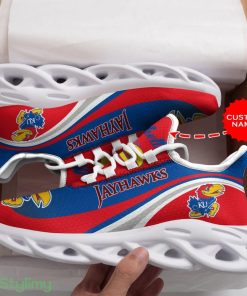 Kansas Jayhawks Logo Pattern Custom Name 3D Max Soul Sneaker Shoes In Red And Blue - Kansas Jayhawks Logo Pattern Custom Name 3D Max Soul Sneaker Shoes In Red And Blue_1