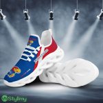 Kansas Jayhawks Logo Pattern Custom Name 3D Max Soul Sneaker Shoes In Red Blue - Kansas Jayhawks Logo Pattern Custom Name 3D Max Soul Sneaker Shoes In Red Blue_3