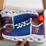 Kansas Jayhawks Logo Pattern In Blue Custom Name 3D Max Soul Sneaker Shoes - Kansas Jayhawks Logo Pattern In Blue Custom Name 3D Max Soul Sneaker Shoes_3