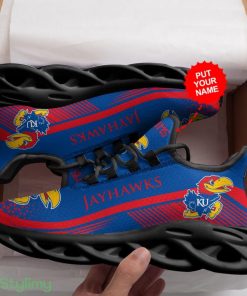 Kansas Jayhawks Logo Stripe And Triangle Pattern Custom Name 3D Max Soul Sneaker Shoes - Kansas Jayhawks Logo Stripe And Triangle Pattern Custom Name 3D Max Soul Sneaker Shoes_2