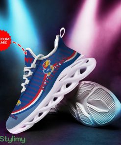 Kansas Jayhawks Logo Stripe Pattern Custom Name 3D Max Soul Sneaker Shoes In Blue - Kansas Jayhawks Logo Stripe Pattern Custom Name 3D Max Soul Sneaker Shoes In Blue_2