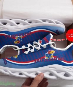 Kansas Jayhawks Logo Stripe Pattern Custom Name 3D Max Soul Sneaker Shoes In Blue - Kansas Jayhawks Logo Stripe Pattern Custom Name 3D Max Soul Sneaker Shoes In Blue_1