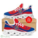 Kansas Jayhawks Logo Stripe Pattern Custom Name 3D Max Soul Sneaker Shoes In Blue And Red - Kansas Jayhawks Logo Stripe Pattern Custom Name 3D Max Soul Sneaker Shoes In Blue And Red_3