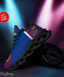 Kansas Jayhawks Logo Triangle Pattern Custom Name 3D Max Soul Sneaker Shoes In Blue And Red - Kansas Jayhawks Logo Triangle Pattern Custom Name 3D Max Soul Sneaker Shoes In Blue And Red_4