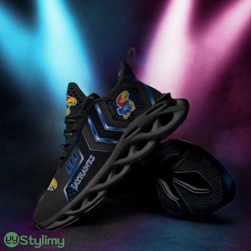 Kansas Jayhawks Logo With Stripe Pattern 3D Max Soul Sneaker Shoes In Black