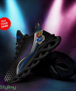 Kansas Jayhawks Pattern In Black Custom Name 3D Max Soul Sneaker Shoes - Kansas Jayhawks Pattern In Black Custom Name 3D Max Soul Sneaker Shoes_3