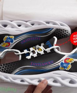 Kansas Jayhawks Pattern In Black Custom Name 3D Max Soul Sneaker Shoes - Kansas Jayhawks Pattern In Black Custom Name 3D Max Soul Sneaker Shoes_1