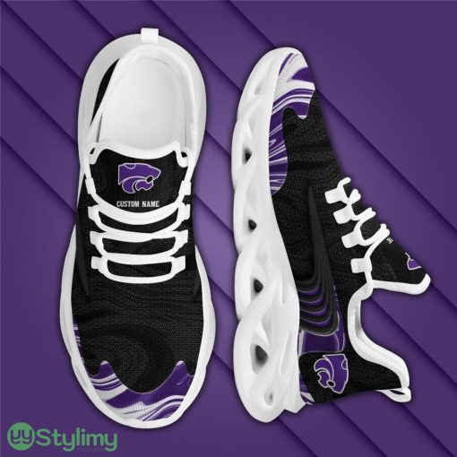 Kansas State Wildcats Logo Custom Name Pattern 3D Max Soul Sneaker Shoes In Black