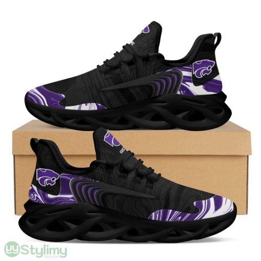 Kansas State Wildcats Logo Custom Name Pattern 3D Max Soul Sneaker Shoes In Black