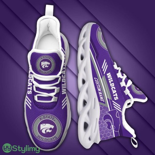 Kansas State Wildcats Logo Custom Name Pattern 3D Max Soul Sneaker Shoes In Purple