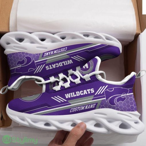 Kansas State Wildcats Logo Custom Name Pattern 3D Max Soul Sneaker Shoes In Purple