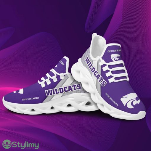 Kansas State Wildcats Logo Custom Name Pattern In Purple 3D Max Soul Sneaker Shoes