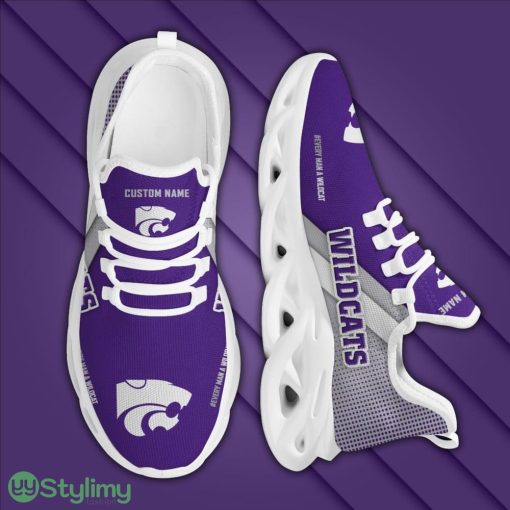 Kansas State Wildcats Logo Custom Name Pattern In Purple 3D Max Soul Sneaker Shoes