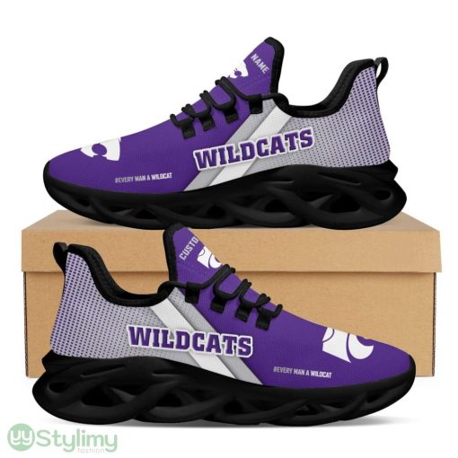 Kansas State Wildcats Logo Custom Name Pattern In Purple 3D Max Soul Sneaker Shoes