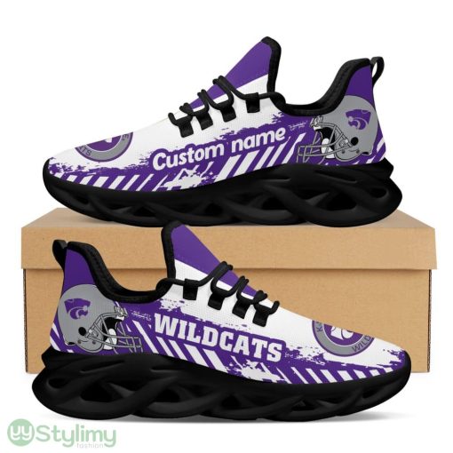 Kansas State Wildcats Logo Helmet And Stripe Pattern Custom Name 3D Max Soul Sneaker Shoes