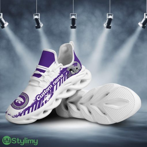 Kansas State Wildcats Logo Helmet And Stripe Pattern Custom Name 3D Max Soul Sneaker Shoes