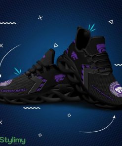 Kansas State Wildcats Logo Pattern Custom Name 3D Max Soul Sneaker Shoes In Black - Kansas State Wildcats Logo Pattern Custom Name 3D Max Soul Sneaker Shoes In Black_3