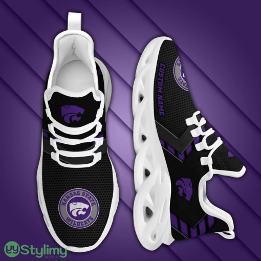 Kansas State Wildcats Logo Pattern Custom Name 3D Max Soul Sneaker Shoes In Black