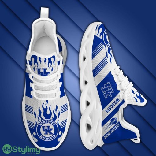 Kentucky Wildcats Logo Custom Name Pattern 3D Max Soul Sneaker Shoes In Blue And White