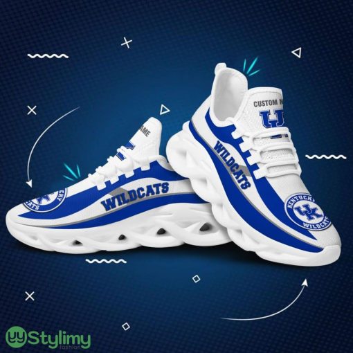 Kentucky Wildcats Logo Custom Name Pattern In Blue And White 3D Max Soul Sneaker Shoes